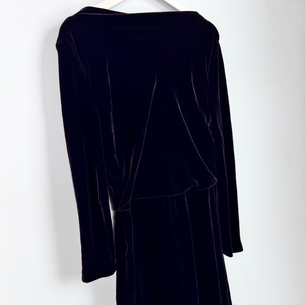 Vintage Jones New York Evening Velvet Dark Purple Long Sleeve Maxi Dress Sz 14 - Picture 3 of 9